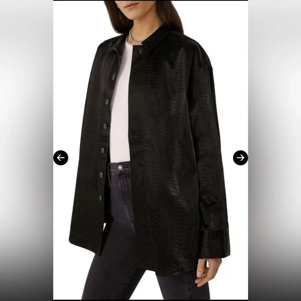 Black Faux Croc Button-Up Jacket | Favorite Daughter - Picture 3 of 3